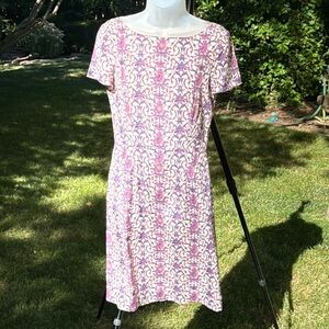 Tory Burch Purple Silk Blend Floral Logo Dress
